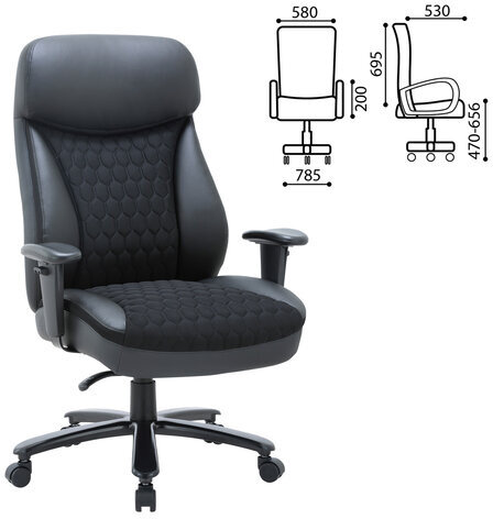 Кресло офисное CHAIRMAN CH 414, НАГРУЗКА до 180 кг, пружинный блок в сиденье, ткань/экокожа, черное, 7145955