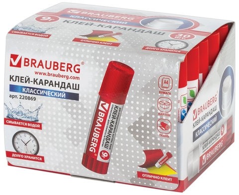 Клей-карандаш BRAUBERG, 9 г, 220869