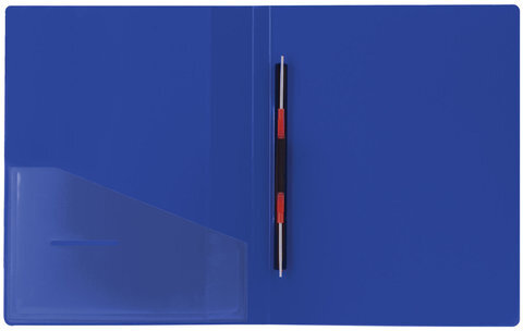 Папка с металлическим скоросшивателем и внутренним карманом BRAUBERG "Contract", синяя, до 100 л., 0,7 мм, бизнес-класс, 221782