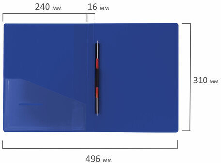Папка с металлическим скоросшивателем и внутренним карманом BRAUBERG "Contract", синяя, до 100 л., 0,7 мм, бизнес-класс, 221782