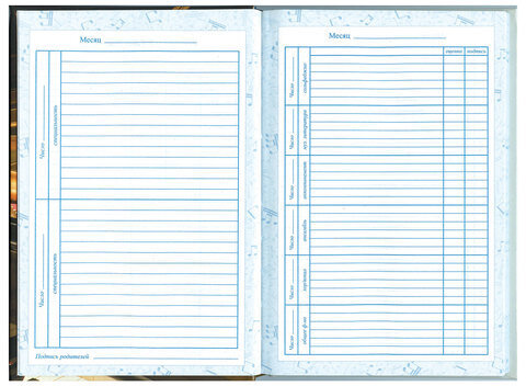 Дневник для музыкальной школы 140х210 мм, 48 л., твердый, BRAUBERG, выборочный лак, справочный материал, "Симфония", 103601