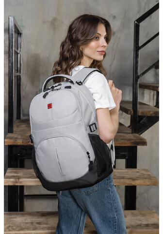 Рюкзак GERMANIUM "S-07" универсальный, уплотненная спинка, облегчённый, светло-серый, 46х32х15 см, 226954