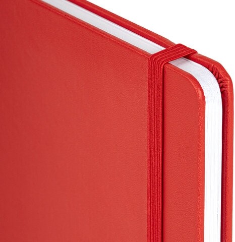 Блокнот А5 138x213 мм, BRAUBERG "Basic", под кожу, 80 л., клетка, красный, 116228