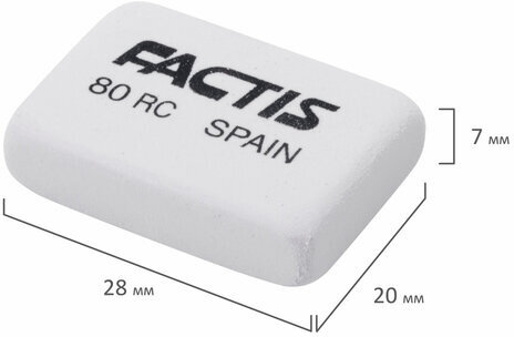Ластик FACTIS 80 RC (Испания), 28х20х7 мм, белый, прямоугольный, CNF80RC