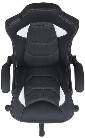 Кресло компьютерное BRABIX "Skill GM-005", откидные подлокотники, экокожа, черное/белое, 532493