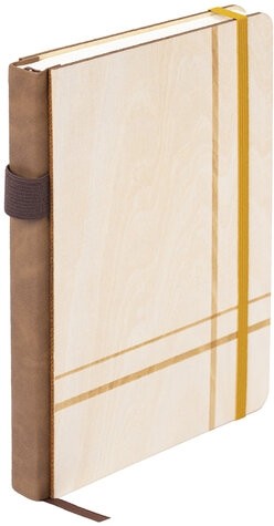Ежедневник недатированный А5 145х210мм BRAUBERG "Natural", резинка, держатель 160л, деревянный, 117136