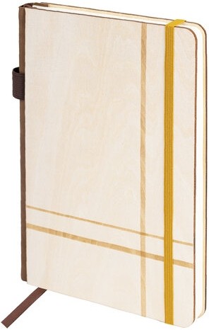 Ежедневник недатированный А5 145х210мм BRAUBERG "Natural", резинка, держатель 160л, деревянный, 117136