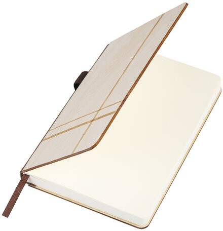 Ежедневник недатированный А5 145х210мм BRAUBERG "Natural", резинка, держатель 160л, деревянный, 117136