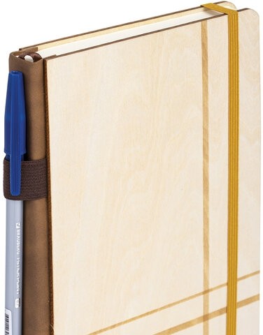 Ежедневник недатированный А5 145х210мм BRAUBERG "Natural", резинка, держатель 160л, деревянный, 117136