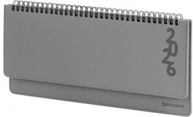 Планинг датированный 2026 305х140 мм BRAUBERG &quot;Up&quot;, под кожу, серый, 117236