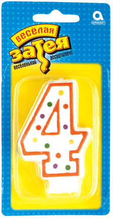 Праздничная свеча цифра &quot;4&quot; высотой 7,6 см