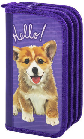 Пенал ПИФАГОР, 3 отделения, ламинированный картон, &quot;Little Dog&quot;, 19х11 см, 229214