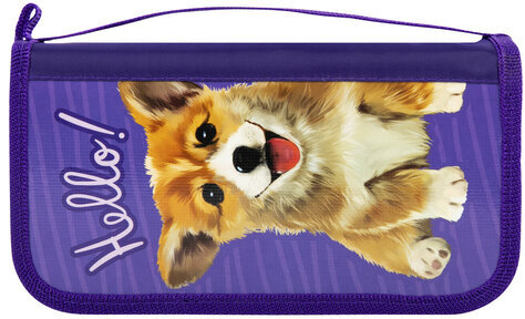 Пенал ПИФАГОР, 3 отделения, ламинированный картон, "Little Dog", 19х11 см, 229214