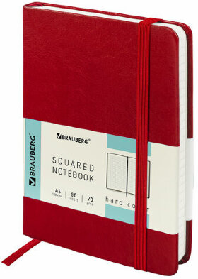 Блокнот МАЛЫЙ (100x150 мм) А6, BRAUBERG &quot;Metropolis Special&quot;, под кожу, 80 л., клетка, красный, 111581