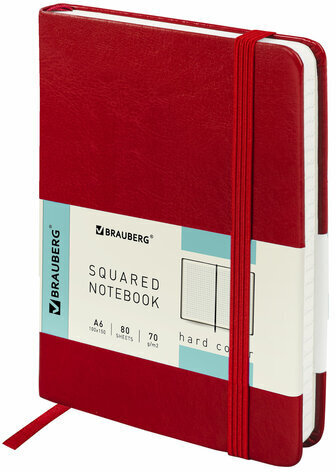 Блокнот МАЛЫЙ (100x150 мм) А6, BRAUBERG "Metropolis Special", под кожу, 80 л., клетка, красный, 111581