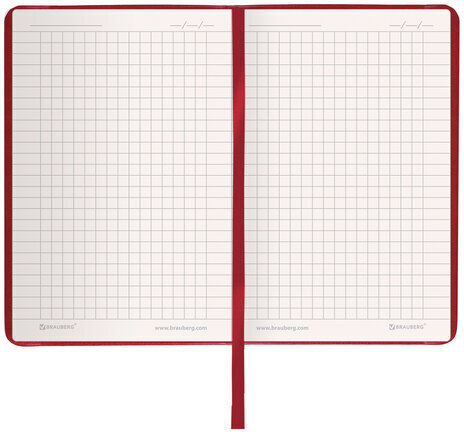 Блокнот МАЛЫЙ (100x150 мм) А6, BRAUBERG "Metropolis Special", под кожу, 80 л., клетка, красный, 111581