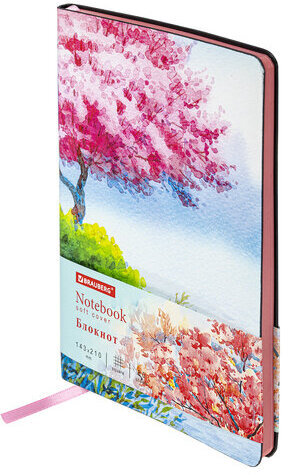 Блокнот А5 (143x210 мм), BRAUBERG VISTA "Spring weather", под кожу, гибкий, 80 л., 112073