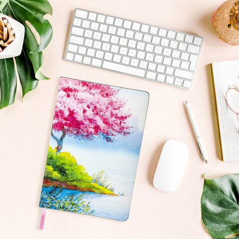 Блокнот А5 (143x210 мм), BRAUBERG VISTA "Spring weather", под кожу, гибкий, 80 л., 112073