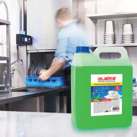 Средство для мытья посуды 5 л, LAIMA PROFESSIONAL концентрат, "Алоэ Вера", 602298
