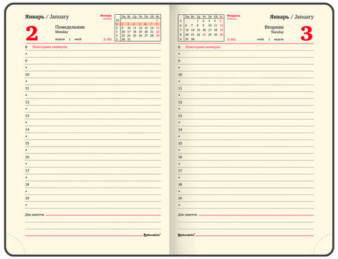 Ежедневник датированный 2023 МАЛЫЙ ФОРМАТ 100х150 мм А6, BRAUBERG "Iguana", под кожу, коричневый, 113921