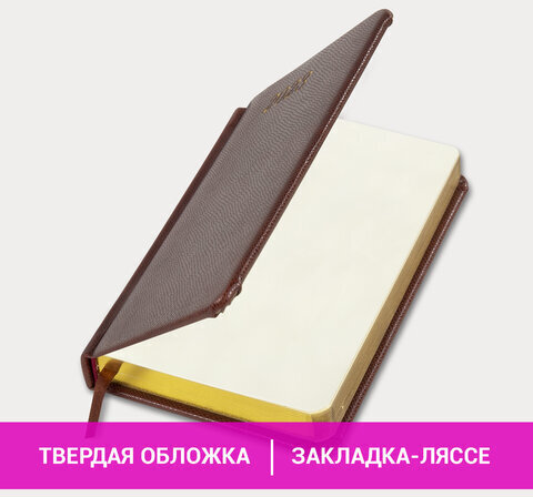 Ежедневник датированный 2023 МАЛЫЙ ФОРМАТ 100х150 мм А6, BRAUBERG "Iguana", под кожу, коричневый, 113921