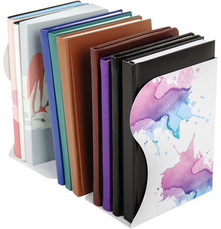 Подставка-держатель для книг и учебников BRAUBERG, раздвижная, металлическая, белая с печатью, 237903