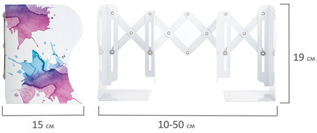 Подставка-держатель для книг и учебников BRAUBERG, раздвижная, металлическая, белая с печатью, 237903