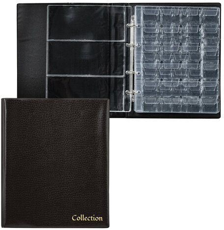 Альбом нумизмата для 297 монет и 6 бон (купюр) "OPTIMA", 230х270 мм, ПВХ, коричневый, STAFF, 238077