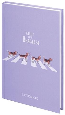 Блокнот А5 (134х206 мм), 80 л., твёрдый, клетка, выборочный лак, STAFF, "Beagles", 114424