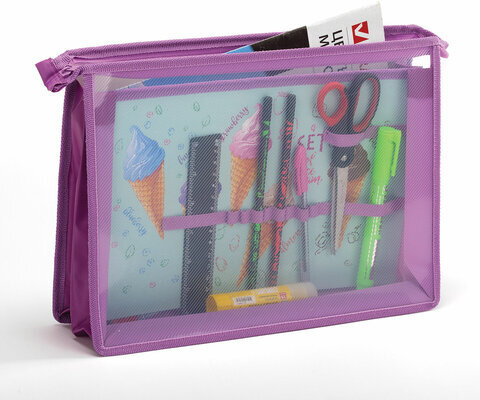 Папка для труда BRAUBERG А4, 2 отделения, молния сверху, органайзер, "Ice cream", 270153