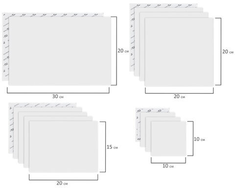 Холсты на картоне НАБОР 20 штук, 280 г/м2, грунт, 100% хлопок, BRAUBERG ART CLASSIC, 192431