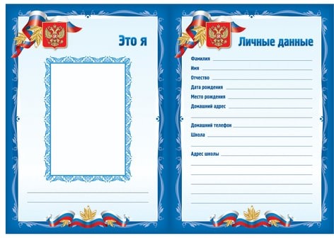 Листы-вкладыши для портфолио школьника, 30 разделов, 32 листа, "Я патриот", BRAUBERG, 126895