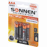 Батарейки аккумуляторные Ni-Mh мизинчиковые КОМПЛЕКТ 6 шт., AAA (HR03) 1000 mAh, SONNEN, 455611
