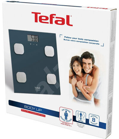 Весы напольные TEFAL Body Up BM2520V0, электронные, максимальная нагрузка 150 кг, квадрат, стекло, серые, 2100111795