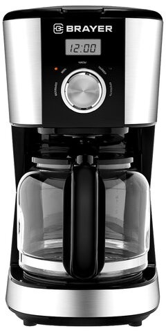 Кофеварка капельная BRAYER BR1122, 900 Вт, объем 1,5 л, черная