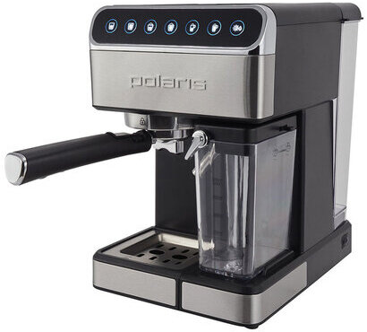 Кофеварка рожковая POLARIS PCM 1535E, 1400 Вт, объем 1,8 л, 15 бар, автокапучинатор, черная, 37135