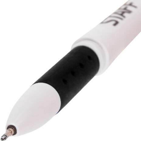 Ручка гелевая с грипом STAFF "Manager" GP-196, ЧЕРНАЯ, корпус белый, игольчатый узел 0,5 мм, линия письма 0,35 мм, 142393