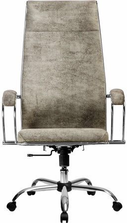 Кресло офисное МЕТТА "L1m 42", хром, сиденье и спинка мягкие, велюр, светло-серое