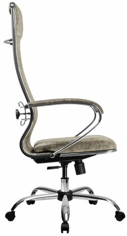 Кресло офисное МЕТТА "L1m 42", хром, сиденье и спинка мягкие, велюр, светло-серое