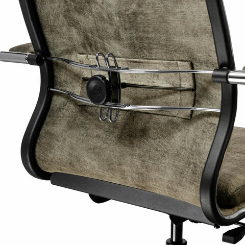 Кресло офисное МЕТТА "L1m 42", хром, сиденье и спинка мягкие, велюр, светло-серое