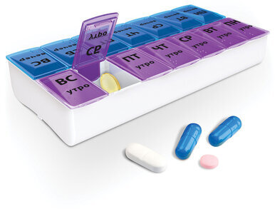 ТАБЛЕТНИЦА / Контейнер для лекарств и витаминов "7 дней/2 приема" БОЛЬШОЙ ОБЪЕМ, DASWERK, 630844