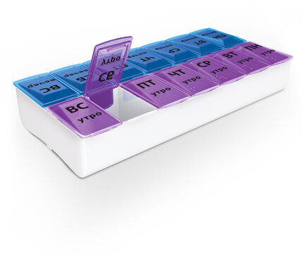 ТАБЛЕТНИЦА / Контейнер для лекарств и витаминов "7 дней/2 приема" БОЛЬШОЙ ОБЪЕМ, DASWERK, 630844