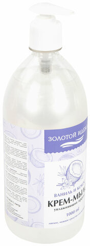 Мыло-крем жидкое 1 л ЗОЛОТОЙ ИДЕАЛ "Ваниль и кокос", дозатор, 608286