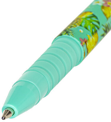 Ручка шариковая BRAUBERG SOFT TOUCH GRIP "PINEAPPLE", СИНЯЯ, мягкое покрытие, узел 0,7 мм, 143718