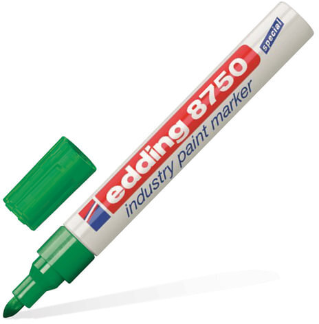 Маркер-краска лаковый (paint marker) EDDING 8750, ЗЕЛЕНЫЙ, 2-4 мм, круглый наконечник, алюминиевый корпус, Е-8750/4
