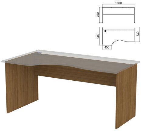Стол эргономичный ЧАСТЬ 2 "Арго", 1600х900х760 мм, левый/правый, орех