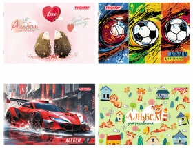 Альбом для рисования А4, 12 листов, скоба, обложка офсет, ПИФАГОР, 203х288 мм, &quot;МИКС-1&quot;, 107100