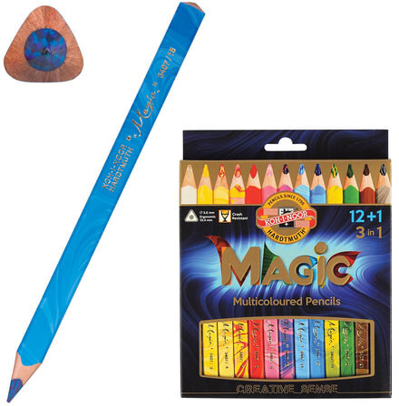 Карандаши с многоцветным грифелем KOH-I-NOOR, набор 13 шт., "Magic", трехгранные, грифель 5,6 мм, европодвес, 3408013001KS