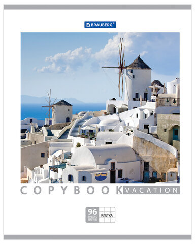 Тетрадь А5, 96 л., BRAUBERG, клетка, обложка картон, КАНИКУЛЫ, 401847