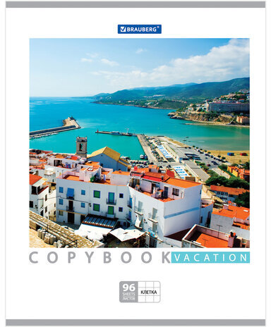 Тетрадь А5, 96 л., BRAUBERG, клетка, обложка картон, КАНИКУЛЫ, 401847